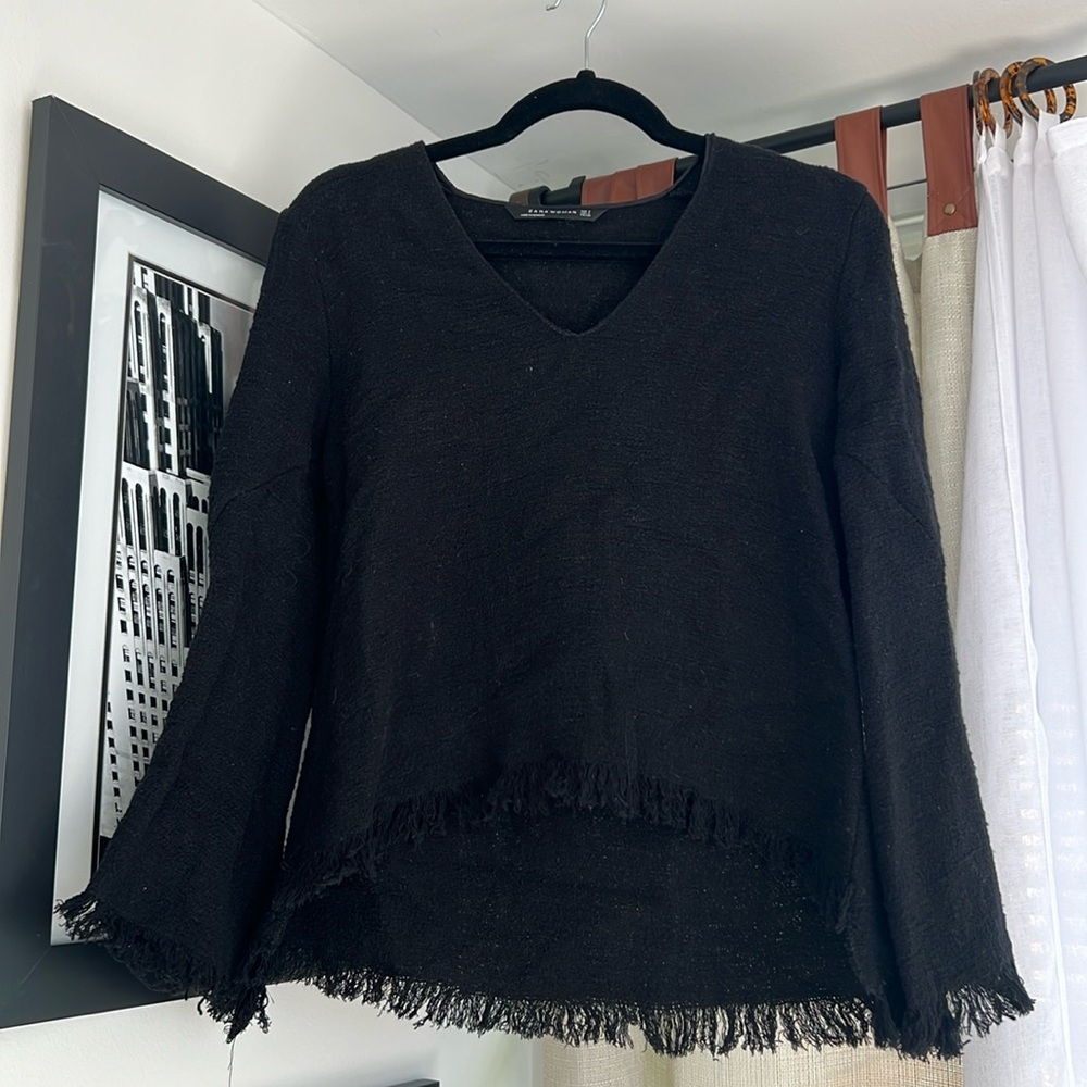 Zara Black Bell Sleeve Top